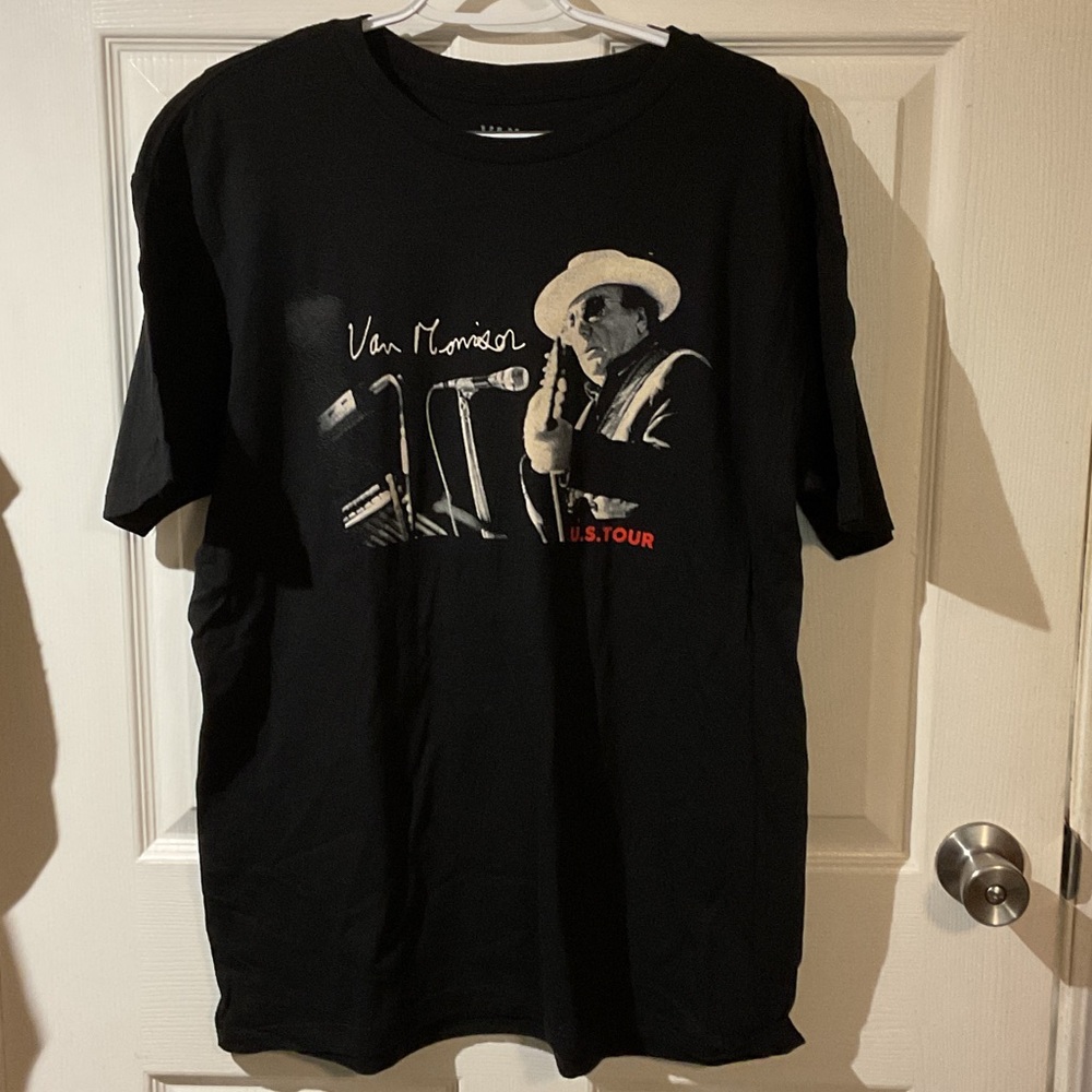 NWOT Black Graphic Van Morrison Band Tour T-Shirt
